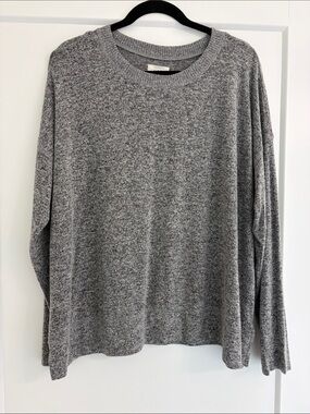 Lucky Brand Womens Gray Marled Crewneck Sweater